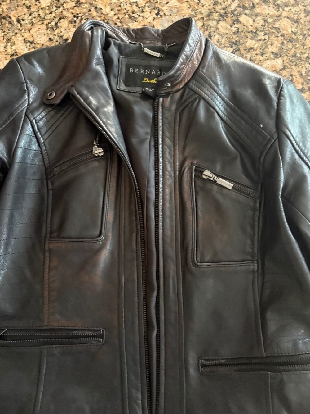 Bernardo F0471 Genuine Leather Moto Jacket Black Women’s Small S 100% Leather